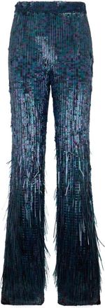 Alberta Ferretti Broek met wijde pijpen en pailletten - Dames - Wijde Broeken - Blauw - S - Pailletten - Broeken