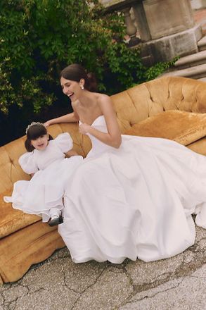 Jenny Yoo Jenny by Jenny Yoo Georgie Strapless Sweetheart Basque-Waist Bubble-Hem Wedding Gown