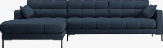 BLOOMINGLOFT Design Ecksofa Mamaia Strukturstoff Blau