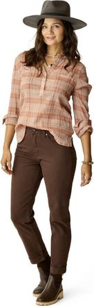 Carve Designs Dylan Gauze Shirt in Rosewood Plaid at Nordstrom, Size X-Large L