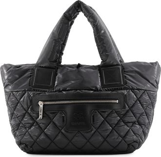 Chanel Black Nylon Handbag Tote Bag (Pre-Owned)