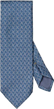 Eton Marineblauw Geometrisch Zijden Stropdas - Heren - Stropdassen - Blauw - ONE Size - Accessoires