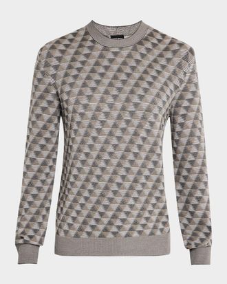 Giorgio Armani Men & apos;s Tricolor Triangle Wool Sweater