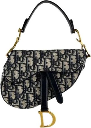 Dior Pre-owned Vintage Saddle Bag - Dames - Vintage Schoudertas - Blauw - ONE Size - Leer - Vintage