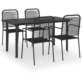 vidaXL Set De Comedor De Jard&iacute;n De 5 Piezas Vidrio Y Acero Negro Vidaxl
