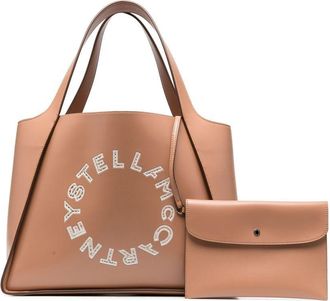 Stella McCartney broderie anglaise-logo tote bag - women - Polyurethane/Polyester - OS - Neutrals