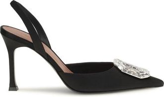 Amina Muaddi Black Satin High Heel Womens Pumps