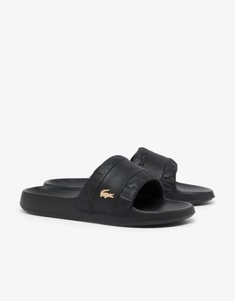 Lacoste Mens Lacoste Serve Hybrid Monogram Slides - Black/Gold 1V7 - Black Gold - Size: 11