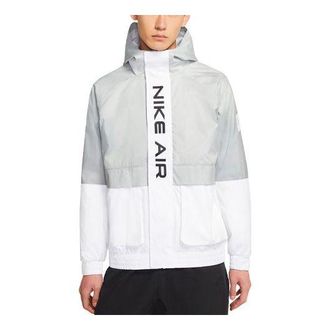 Nike Air Splicing Contrasting Colors Printing Alphabet hooded track Jacket White DA0272-100