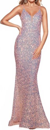Alyce Paris Sparkly Mermaid Gown In Rose Opal