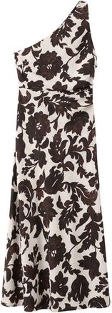 Mango Asymmetric Floral Print Maxi Dress in Brown at Nordstrom, Size 2