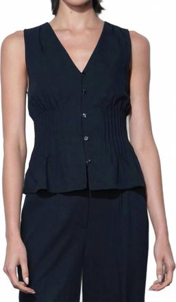 Greylin Lacey Pintuck Top In Navy