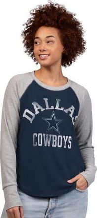 G-III 4Her by Carl Banks Womens G-III 4Her by Carl Banks Navy/Gray Dallas Cowboys Waffle Knit Raglan Long-Sleeve T-Shirt at Nordstrom, Size Xx-Large