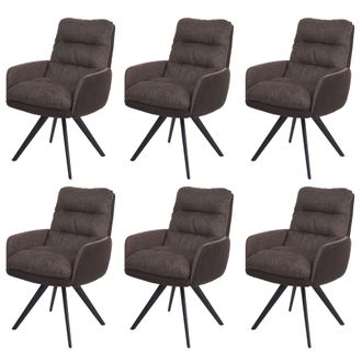 Hhg Juego De 6 Sillas De Comedor Hhg 847, Silla De Cocina Silla, Giratoria Auto-posici&oacute;n De Tela Mvg, Marr&oacute;n-marr&oacute;n Oscuro, Con Reposabrazos