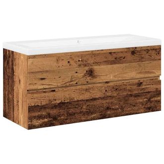 Berkfield Home Sink Cabinet with Built-in Basin Old Wood 101x39.5x49 cm in Brown
