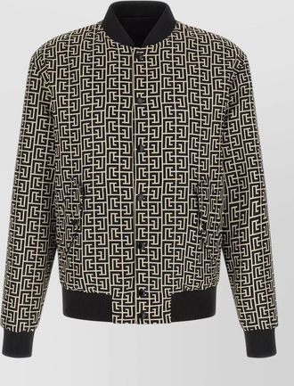 Balmain monogram reversible bomber jacket geometric pattern