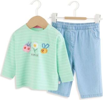 Next Embroidered Long Sleeve Top & Jeans Set in Multi at Nordstrom, Size 9-12M
