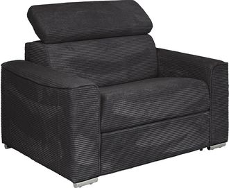 Vente-Unique Sill&oacute;n cama express de pana gris - Cama 70 cm - Colch&oacute;n 14 cm - VIZIR