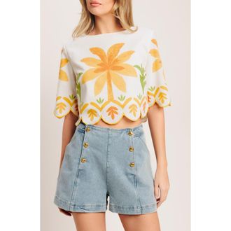 Flying Tomato Printed Crop Top in Ivory at Nordstrom Rack, Size Small