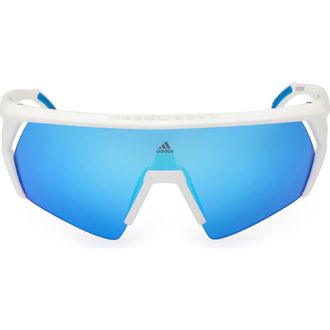 adidas 00mm Shield Sunglasses in White/Other /Blue Mirror at Nordstrom
