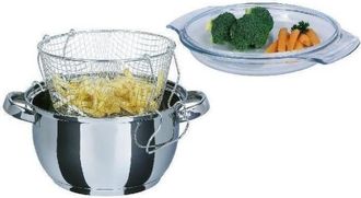 GSW Sart&eacute;n Freidora Con Cesto Gsw Acero Inoxidable &Oslash; 22 Cm Plateado