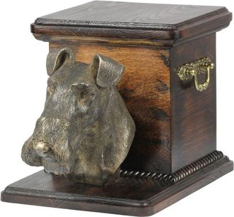 OEM Wire Fox Terrier - Urna Para Cenizas De Perro Con Estatuilla, Elegante Urna Para Perro, Urna &Uacute;nica Con Busto De Perro De Art-dog