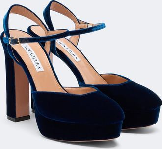 Aquazzura Amira velvet platform slingback pumps