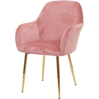 Hhg Non utilizzato] Sedia poltroncina HHG 733 design retr&ograve; velluto rosa gambe dorate