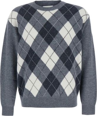 Dunst Argyle Crew Neck Sweater - Dames - Ronde hals truien - Grijs - XS - Wol - Truien & Vesten