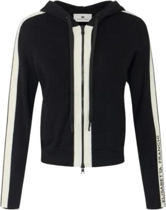 Elisabetta Franchi Mk 15S66E2685 Tricot Jersey Ritssluiting - Dames - Vesten met rits - Zwart - M - Hoodies & sweatvesten
