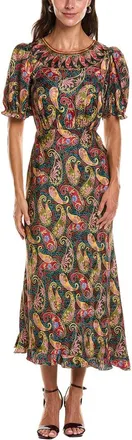 Saloni Saloni Vida Large Dot Stamped Satin Midi Dress