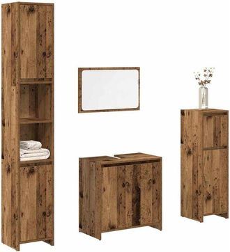 vidaXL Set Mobili da Bagno 4 pz Legno Antico in Legno Multistrato - Vidaxl