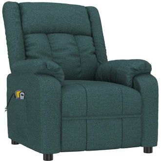 vidaXL Poltrona Massaggiante Elettrica Verde Scuro in Tessuto - Vidaxl
