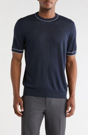 BOSS Jiovanni Linen Blend T-Shirt in Dark Blue at Nordstrom Rack, Size Xx-Large