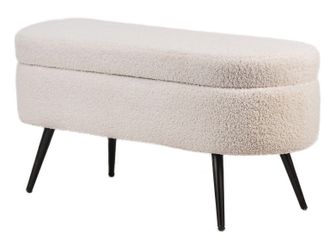 Nordlys Scandinavian Design Bench with Metal Legs Storage in White