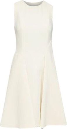 Marni wool curved hip seam pleated crew knee shift dress