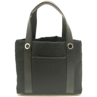 Bulgari Black Canvas Leather Tote Bag (Pre-Owned)