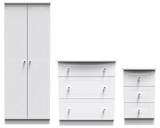 Welcome Furniture Monroe Ready Assembled 3 Piece Bedroom Furniture Set - White Matt / White - Welcome Furniture | TJ Hughes
