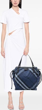 Burberry Tweedehands Supernova Check Nylon Buckleigh Tote