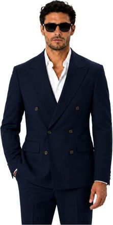 Dolce & Gabbana Dubbelrijige Jas - Heren - Blazers - Blauw - M - Wol - Jassen