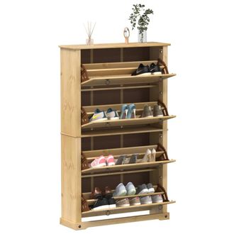 vidaXL Mueble Zapatero Corona Madera Maciza De Pino 99x32x163,5 Cm Vidaxl