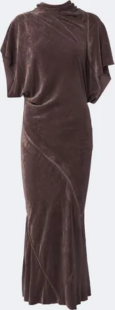 Rick Owens Seb draped velvet midi dress