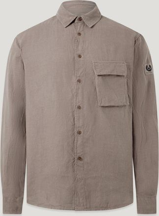 Belstaff Scale Shirt Mens Garment Dyed Linen Asphalt Size 2XL