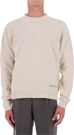 A.P.C. A.p.c. - Edmond trui met ronde hals - Heren - Truien - Beige - Maat: XL Wol