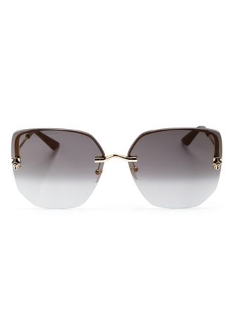 Cartier Panth&egrave;re logo butterfly-frame sunglasses - Gold
