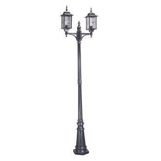 Netlighting Wexford 2 Light Outdoor Lamp Post Black Silver IP43 E27