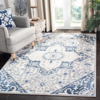 Safavieh Brentwood Machine Made Area Rug, Cream / Blue Traditional Style Easy Care