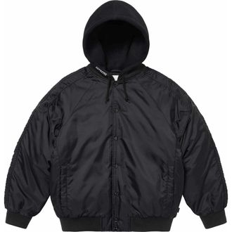 SUPREME Hooded Stadium Jacket Black White SUP-SS24-224