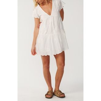 Rip Curl Bossa Nova Embroidered Cotton Minidress in Bone at Nordstrom, Size Xx-Small