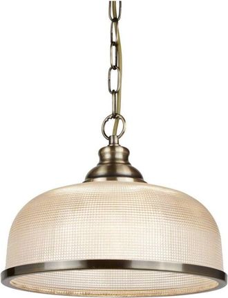 Searchlight Bistro - 1 lámpara colgante de techo tipo domo blanco, latón antiguo, vidrio, E27 - Searchlight